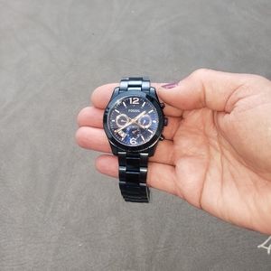 Fossil watch - blue and rose gold